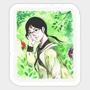 a girl with glasses Sticker